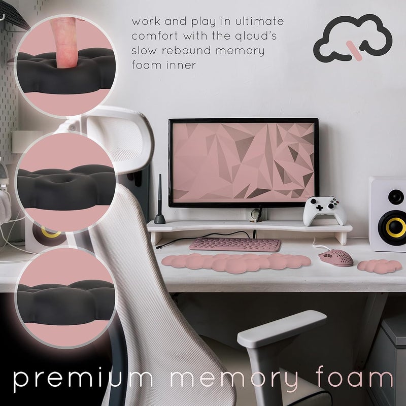 Create-ables Qloud Cloud Wrist Rest Keyboard Wrist Rest for Computer Keyboard Pad, Cloud Keyboard Wrist Rest, Wrist Pad for Keyboard, Memory Foam, Non Slip Base, Comes with Mouse Pad - Pastel Pink - Image 5
